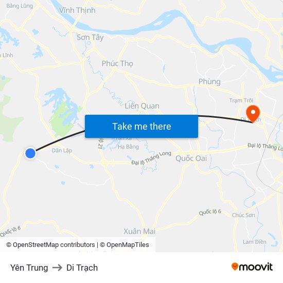 Yên Trung to Di Trạch map