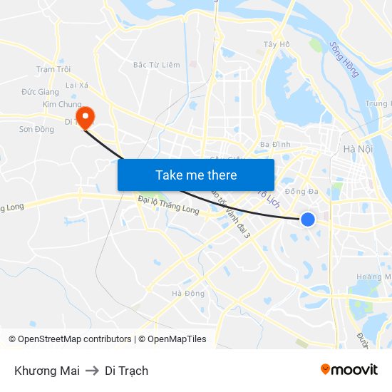 Khương Mai to Di Trạch map