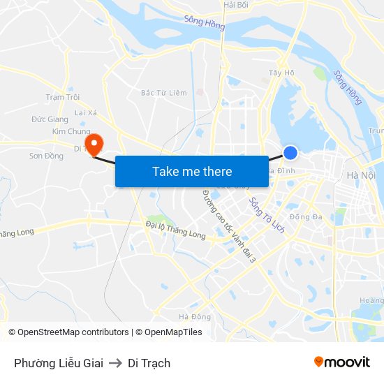 Phường Liễu Giai to Di Trạch map