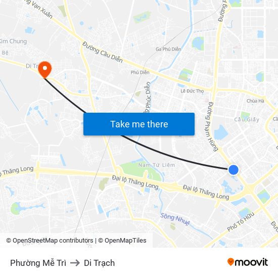 Phường Mễ Trì to Di Trạch map