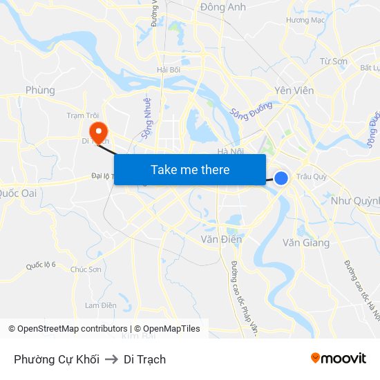 Phường Cự Khối to Di Trạch map