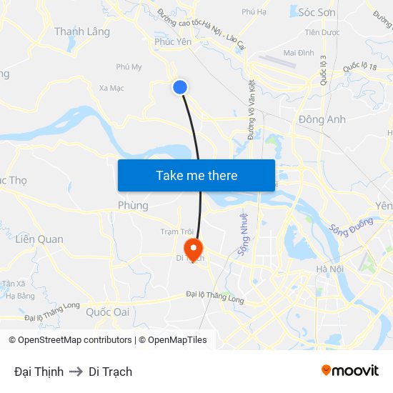 Đại Thịnh to Di Trạch map