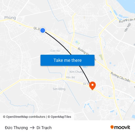 Đức Thượng to Di Trạch map