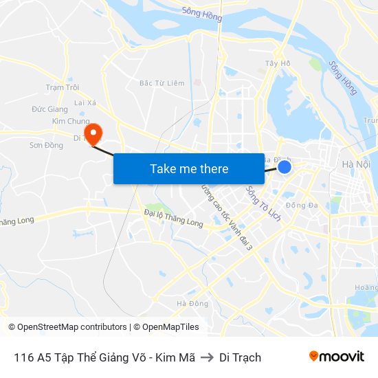 116 A5 Tập Thể Giảng Võ - Kim Mã to Di Trạch map