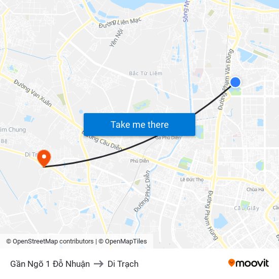 Gần Ngõ 1 Đỗ Nhuận to Di Trạch map