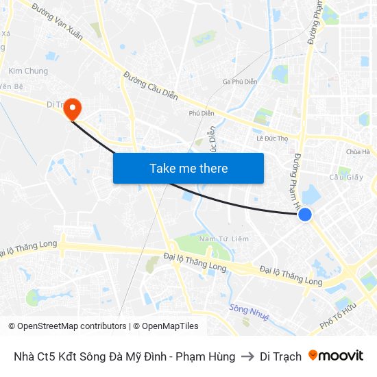 Nhà Ct5 Kđt Sông Đà Mỹ Đình - Phạm Hùng to Di Trạch map