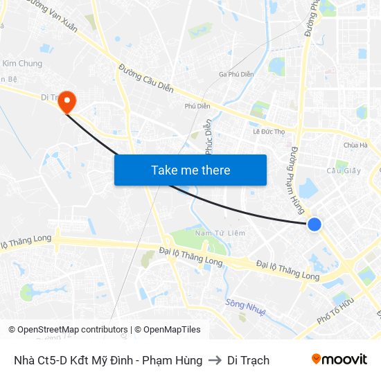 Nhà Ct5-D Kđt Mỹ Đình - Phạm Hùng to Di Trạch map