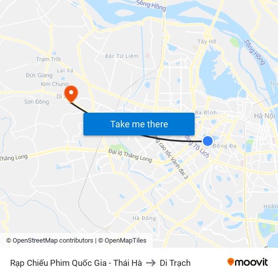 Rạp Chiếu Phim Quốc Gia - Thái Hà to Di Trạch map