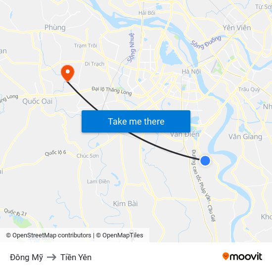 Đông Mỹ to Tiền Yên map