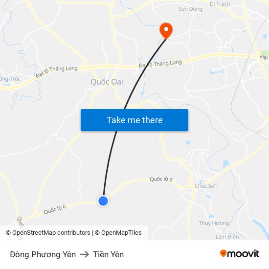 Đông Phương Yên to Tiền Yên map