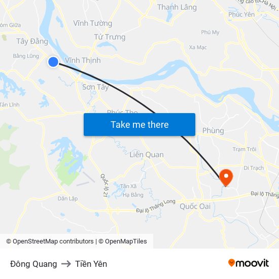 Đông Quang to Tiền Yên map