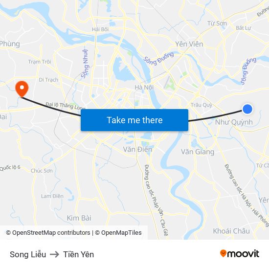 Song Liễu to Tiền Yên map