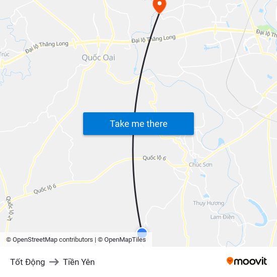 Tốt Động to Tiền Yên map