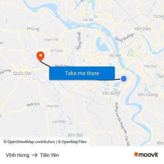 Vĩnh Hưng to Tiền Yên map