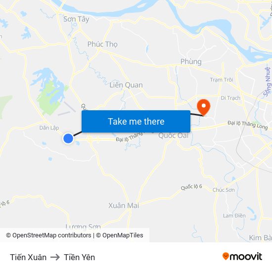 Tiến Xuân to Tiền Yên map