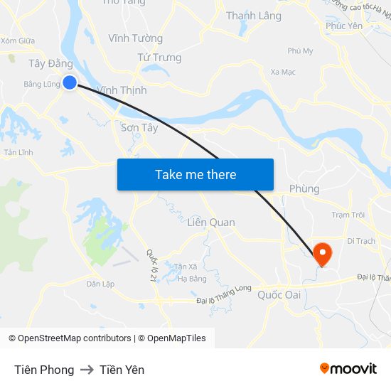 Tiên Phong to Tiền Yên map