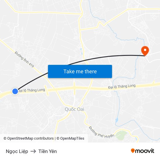 Ngọc Liệp to Tiền Yên map