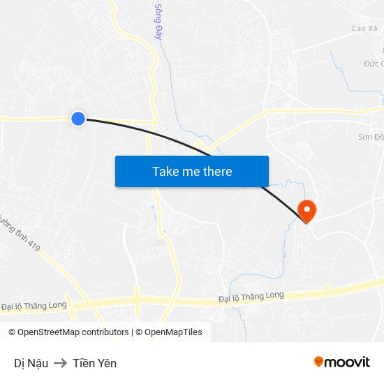 Dị Nậu to Tiền Yên map