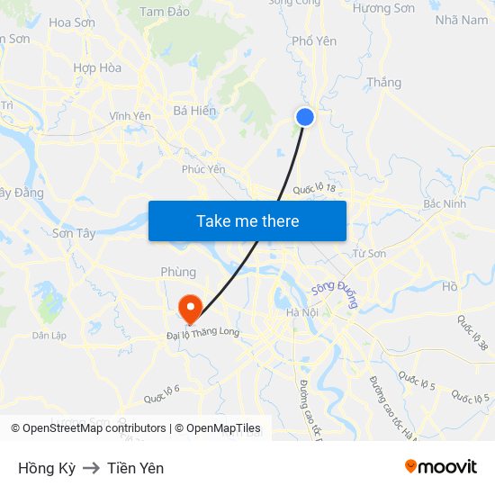 Hồng Kỳ to Tiền Yên map