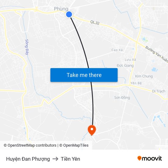 Huyện Đan Phượng to Tiền Yên map