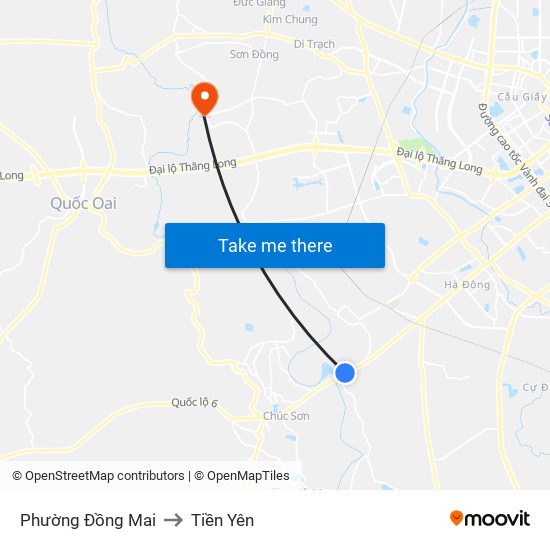 Phường Đồng Mai to Tiền Yên map