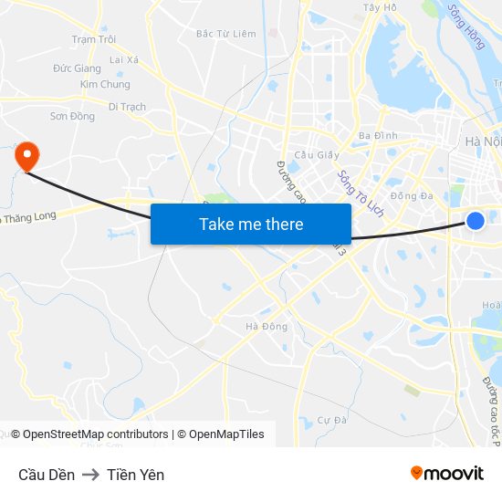 Cầu Dền to Tiền Yên map