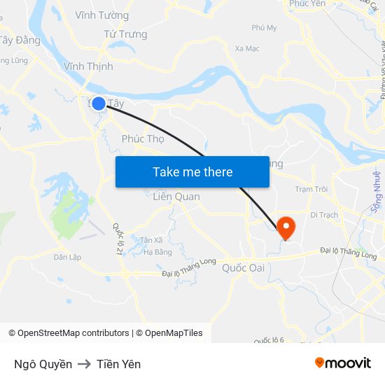 Ngô Quyền to Tiền Yên map