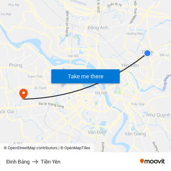 Đình Bảng to Tiền Yên map