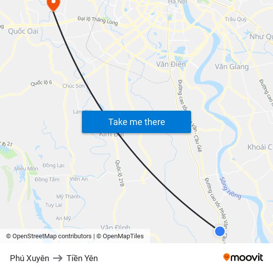 Phú Xuyên to Tiền Yên map