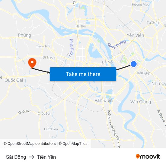 Sài Đồng to Tiền Yên map