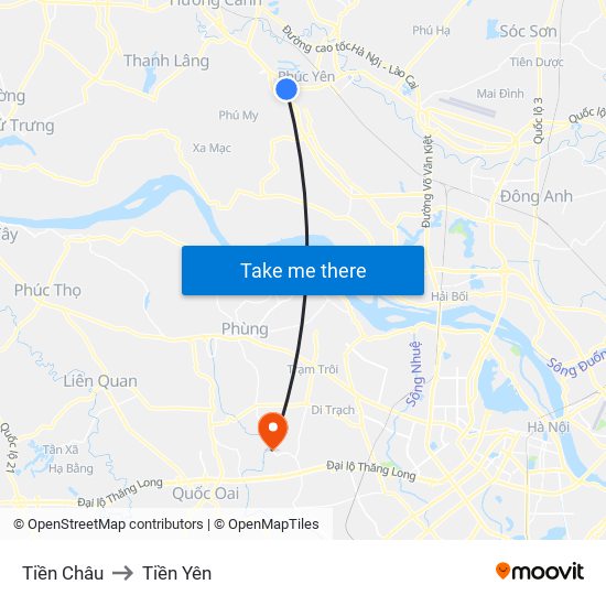 Tiền Châu to Tiền Yên map