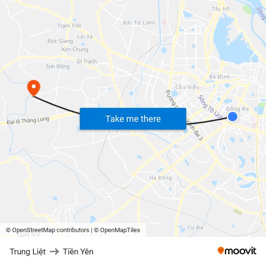 Trung Liệt to Tiền Yên map