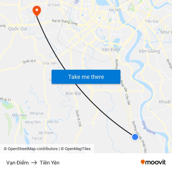 Vạn Điểm to Tiền Yên map