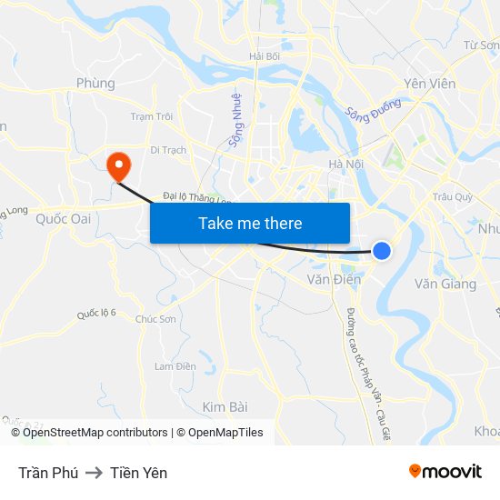 Trần Phú to Tiền Yên map