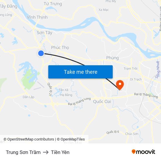 Trung Sơn Trầm to Tiền Yên map