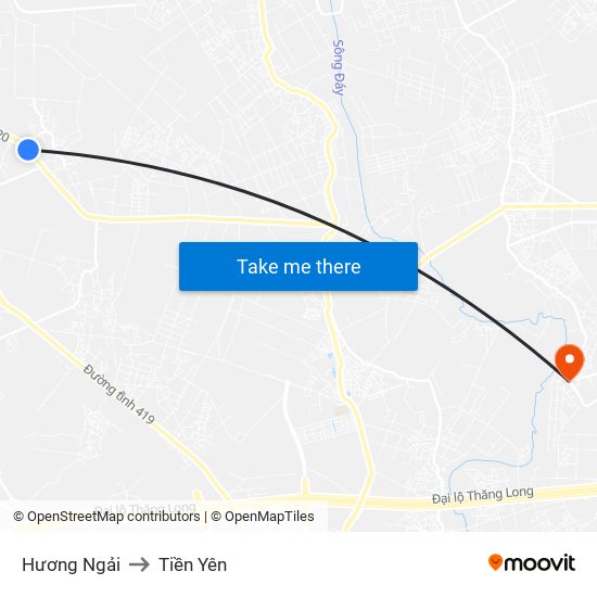 Hương Ngải to Tiền Yên map