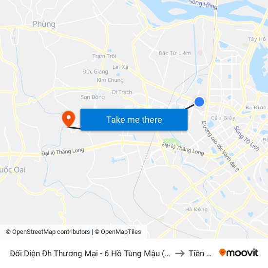 Đối Diện Đh Thương Mại - 6 Hồ Tùng Mậu (Cột Sau) to Tiền Yên map