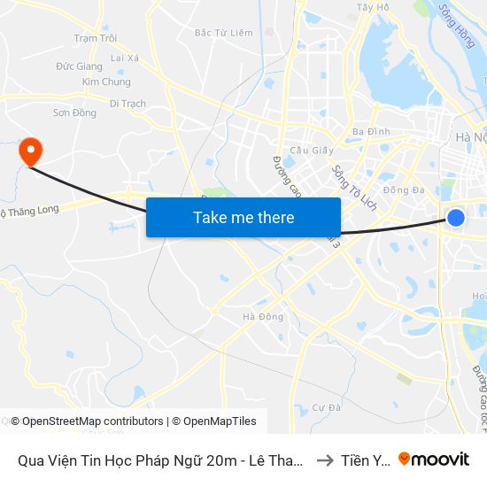 Qua Viện Tin Học Pháp Ngữ 20m - Lê Thanh Nghị to Tiền Yên map