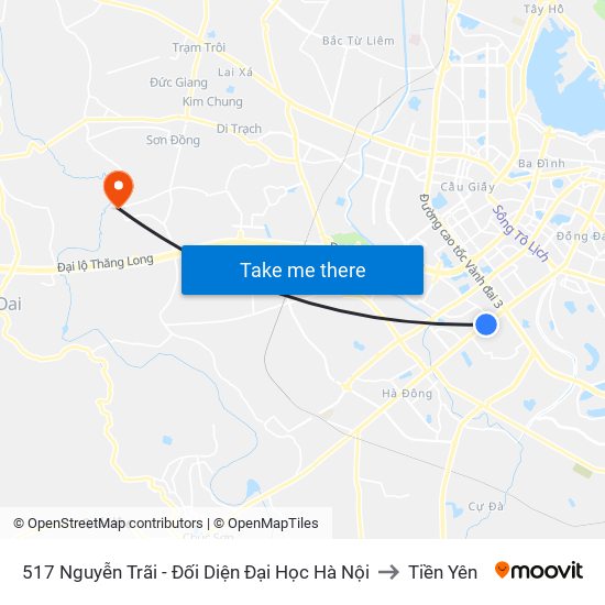 517 Nguyễn Trãi - Đối Diện Đại Học Hà Nội to Tiền Yên map