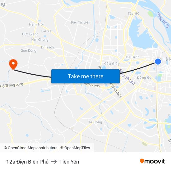 12a Điện Biên Phủ to Tiền Yên map