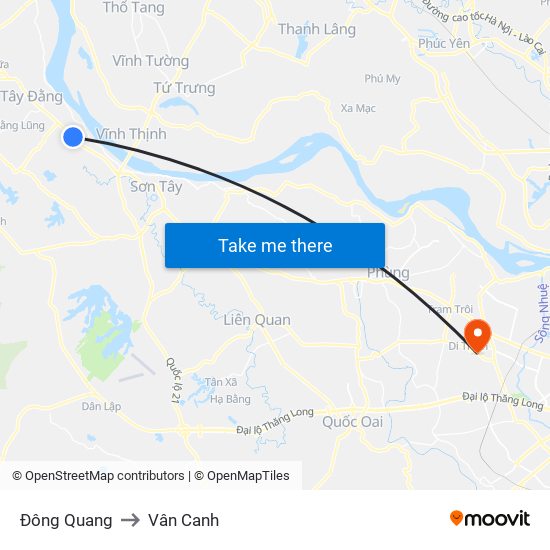 Đông Quang to Vân Canh map