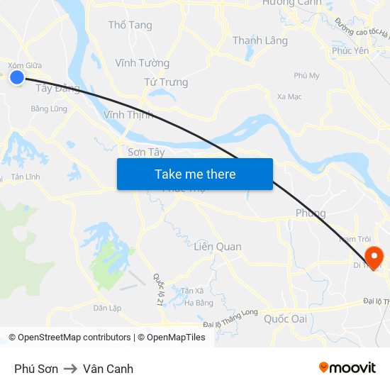 Phú Sơn to Vân Canh map