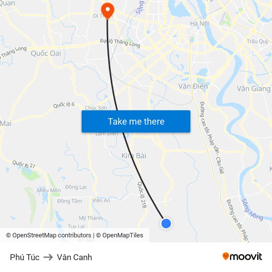 Phú Túc to Vân Canh map