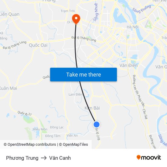 Phương Trung to Vân Canh map