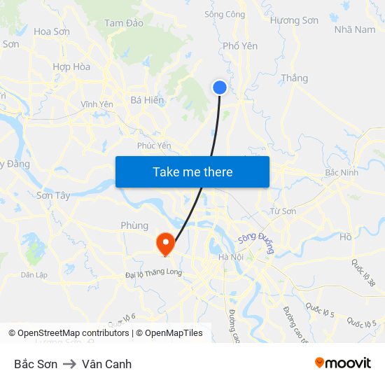 Bắc Sơn to Vân Canh map