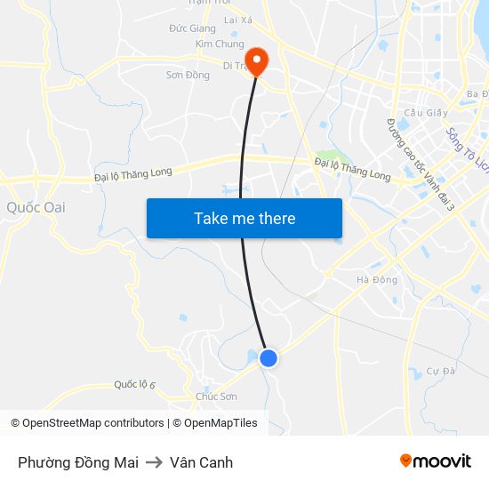 Phường Đồng Mai to Vân Canh map