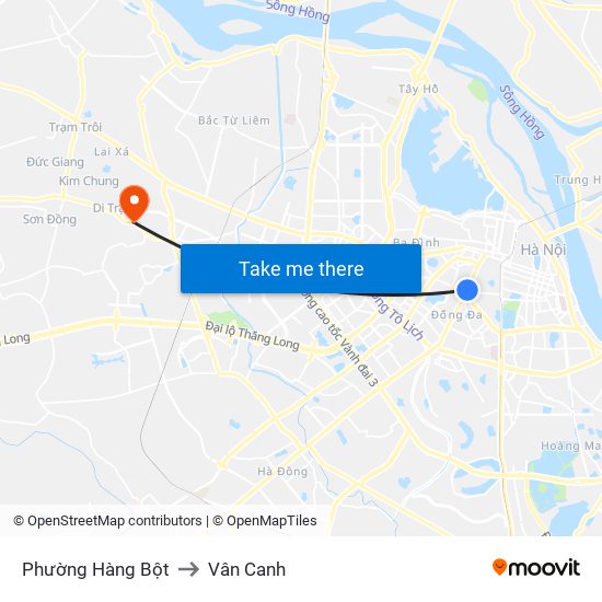 Phường Hàng Bột to Vân Canh map