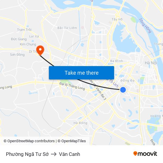 Phường Ngã Tư Sở to Vân Canh map