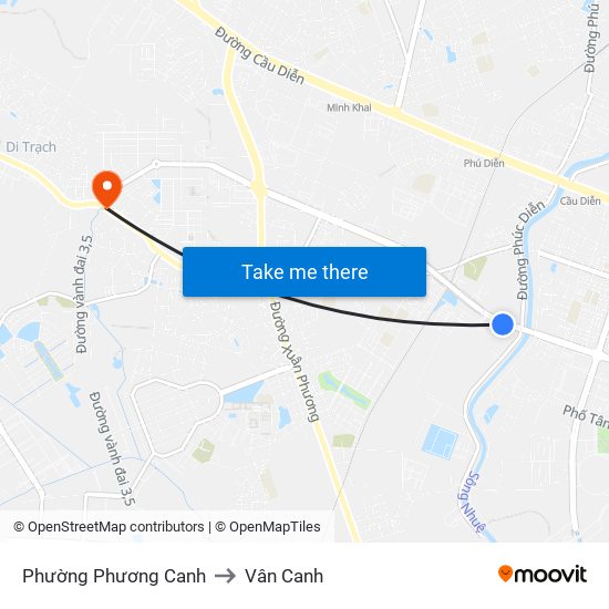 Phường Phương Canh to Vân Canh map