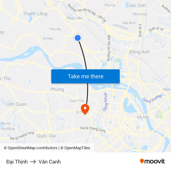 Đại Thịnh to Vân Canh map